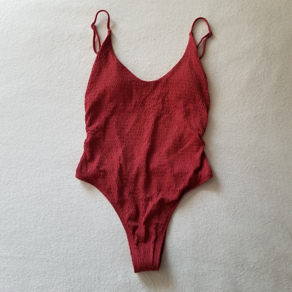 NWOT Maroon Cheeky aerie Swimsuit
